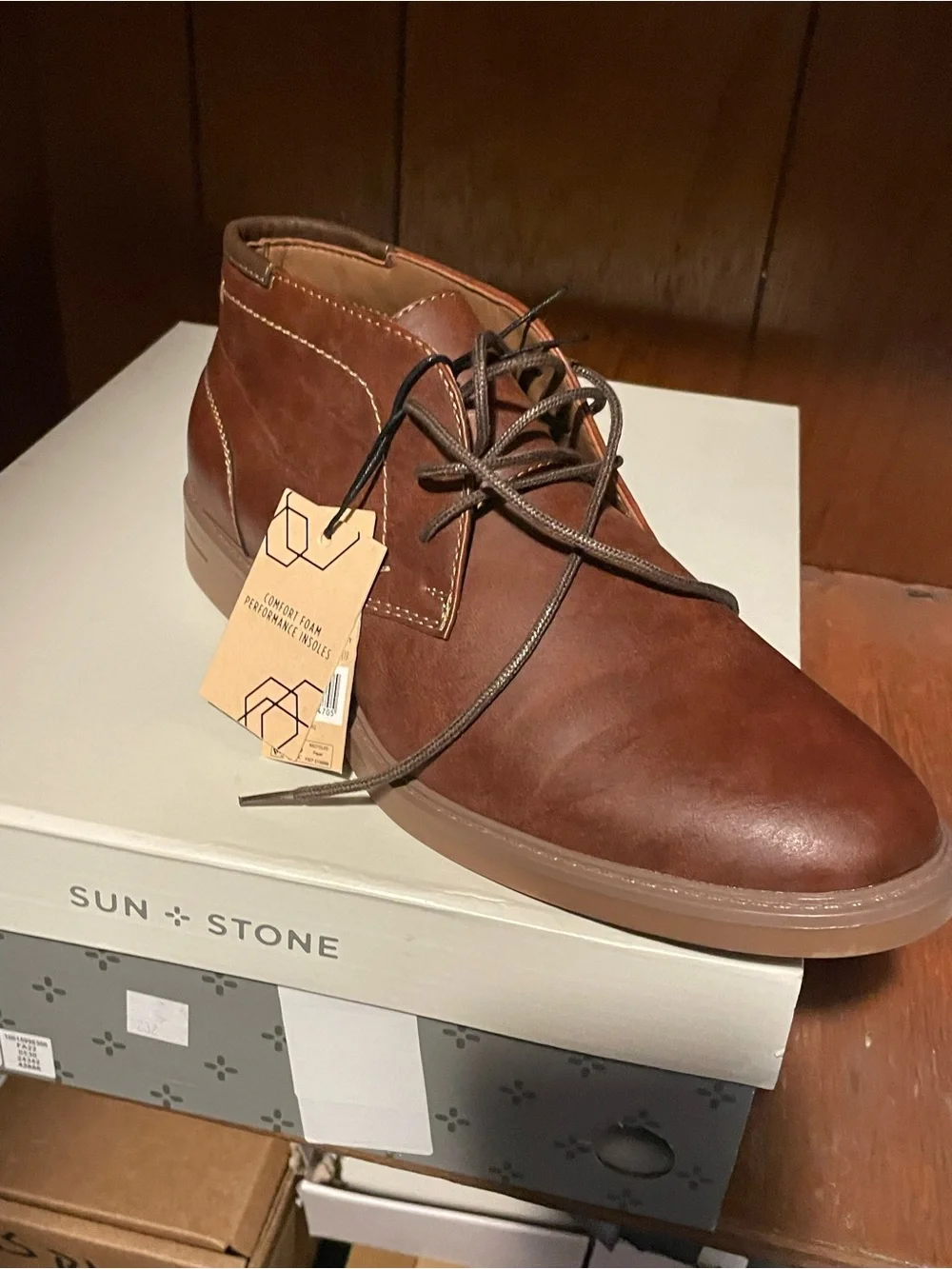 Sun & Stone Men's Brown Leather Chukka Boots - Sleek Lace-Up
